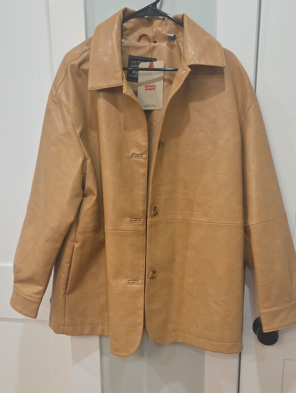 Levi's Women's Camel Vegan Leather Button-Front Jacket